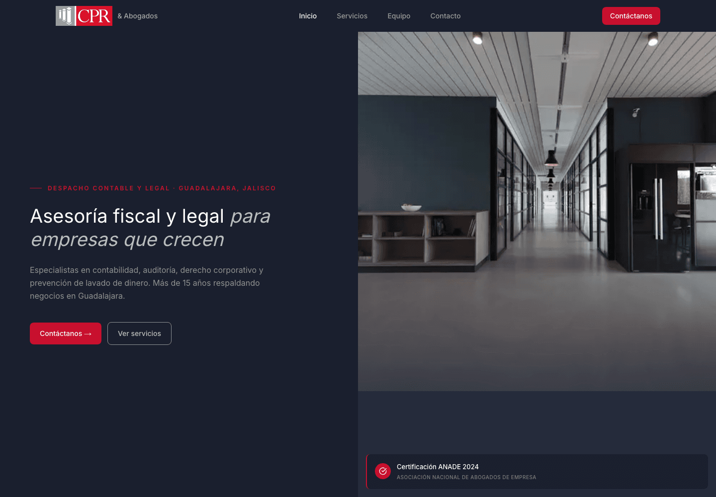 Captura de pantalla de CPR Abogados
